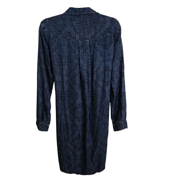 Anthropologie Cloth & Stone Floral Print Tie Front Chambray Shirt Dress Size M - Picture 3 of 7